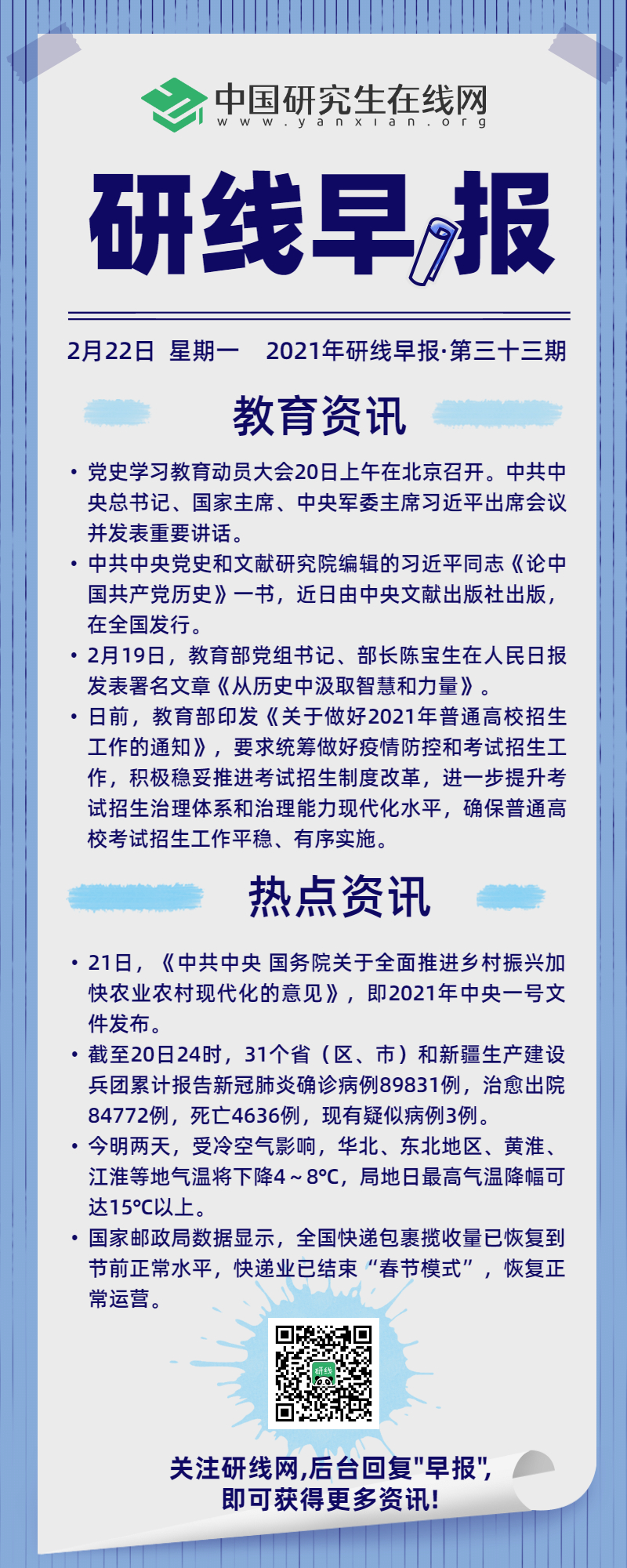 【2021年研线早报·第三十三期】2月22日